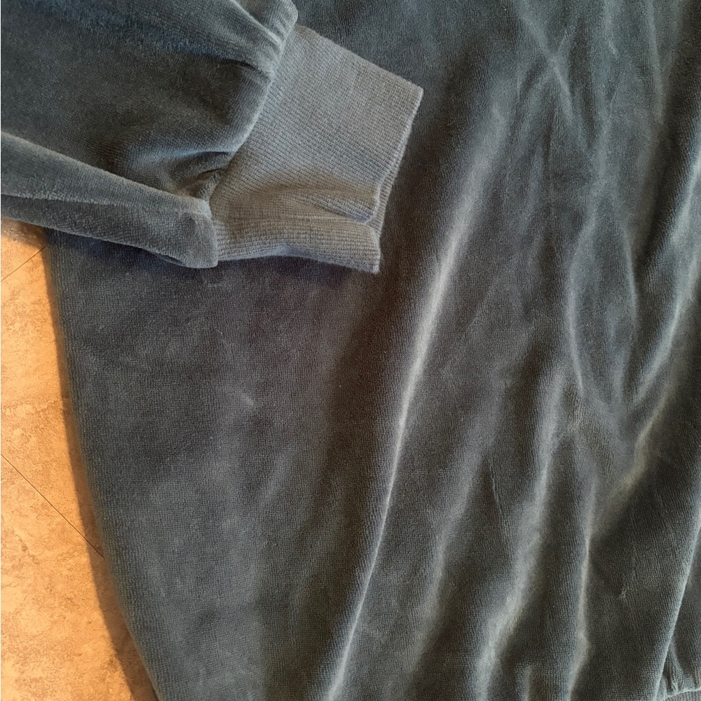 Norm Thompson Teal Long Sleeve Polo Vintage Thick Suede Feel - Picture 3 of 4